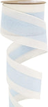 MEEDEE Blue and White Stripe Ribbon Blue White Ribbon Blue Wired Ribbon 2.5 Inch Light Blue Burlap Ribbon with Ivory Stripe Edge Blue Wired Christ...