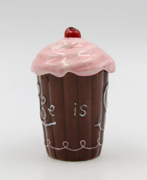 Life Is Sweet Mug with Pink Lid, 5-3/4-Inch...