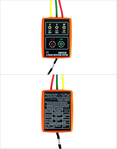 QWORK Professional 3-Phase AC Voltage Tester with LED Display and Buzzer Indicator, 60V~600V...