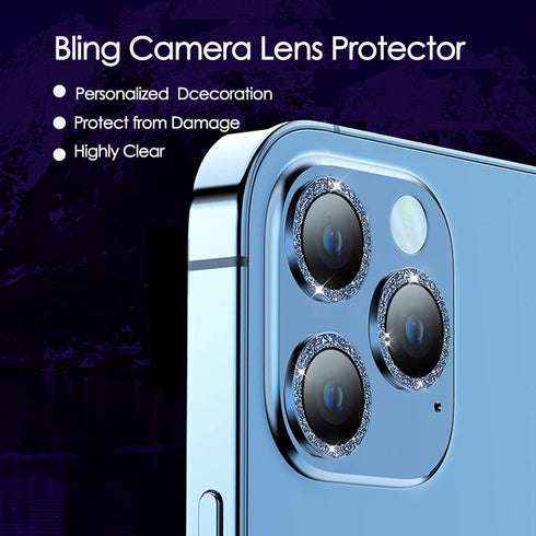 Tomonobu Camera Lens Protector, Anti Scratch Protection for iPhone 13 Pro/Max, Glitter Diamond Circle Ring, 6-Pack, Silver......