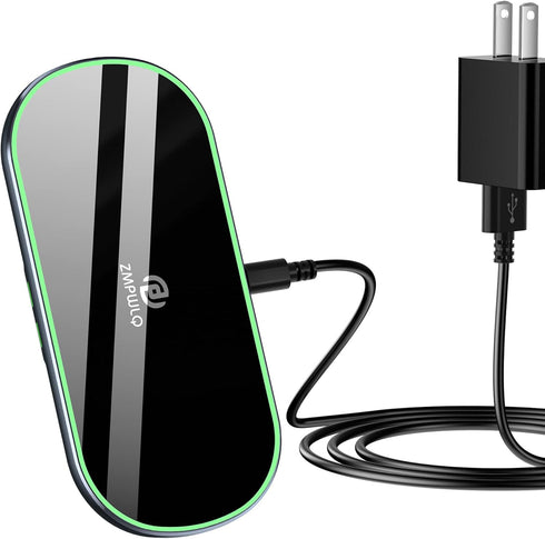 Dual Wireless Charging Mat Fast Wireless Charger iPhone Wireless Charging Pad Station Metal Qi 5 Coils 10W Large Multiple Devices Compatible with ...