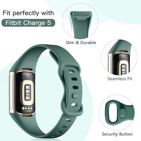 GEAK 4 Pack Slim Band Compatible with Fitbit Charge 5/Charge 6 Bands Women Men, Soft Silicone Sport Replacement Wristband for Fitbit Charge 5/Char...