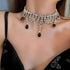 Navoky Rhinestone Choker Black Big Crystal Necklace Silver Neck Chain Tassel Party Jewelry for Women(A)...