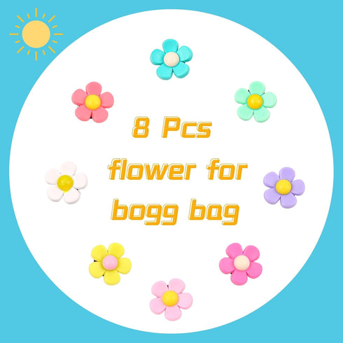 8 Pcs Flower Charm Accessory for Bogg Bags and Simply Southern Totes, Decorative Accessories toCustomize Your Beach Tote Bag...