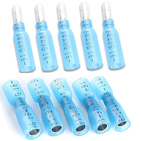 Heat Shrink Bullet Connectors, 100 Pcs Female Male Electrical Bullet Butt Terminals Insulated Waterproof Marine Bullet Connectors for Watercraft, ...