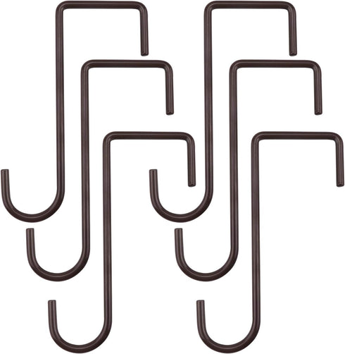 6 Pack 2 x 6 inch Fence Hooks Patio Hooks Brown Powder Coated Steel Hangers fits Easily for Vinyl Fences Indoor & Outdoor Hanging Lights, Plants &...