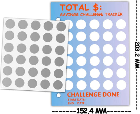 Scratch Off Money Saving Challenge Binder Trackers for 6 Ring A5 Binders,4 Pcs Per Pack...