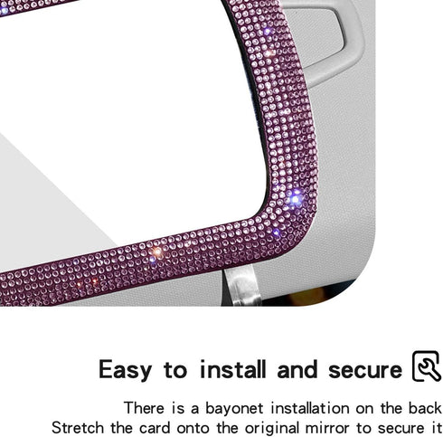 Car Sun Visor Mirror, Bling Reinestone Crystal Visor Makeup Vanity Cosmetic Mirror Clip for Women Girls, Automotive Mirror Light Sun Shading Unive...