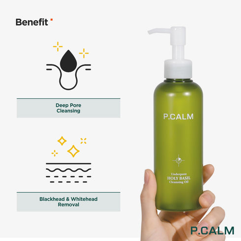 P.CALM UnderPore Holy Basil Cleansing Oil 6.42 fl.oz | Instant Blackhead Reducing Non-Comedogenic Pore Control Cleansing Oil with Holy Basil Extra...