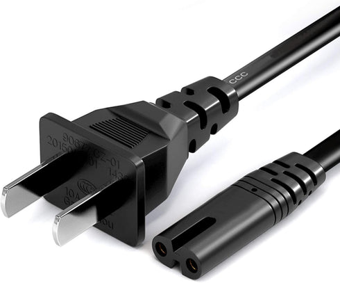 2 Prong AC TV Power Cord for Samsung 24" 32" 40" 43" 48" 49" 50" 55" 60" 65" 75" inch LCD HD Smart 4K TV, Samsung Subwoofer Speaker, TCL Roku,HP P...