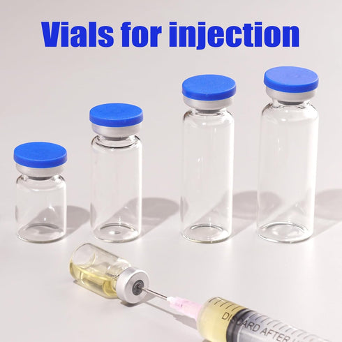 20ml Sealed Empty Vials for Injection, Transparent Glass Vials Self-Healing Injection Port, Liquid Sample Storage Vial with Caps(10pcs)...