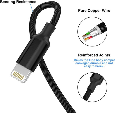 Multi 3 in 1 USB Long iPhone Charging Cable, 3M/10Ft Nylon Braided Universal Phone Charger Cord USB C/Micro USB/Lightning Connector Adapter for An...