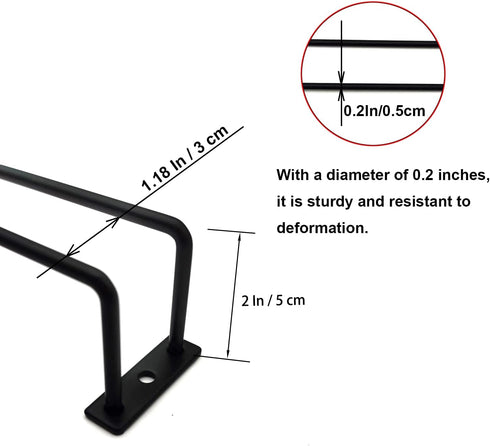 14-Inch Black Wine Glass Rack, Under Cabinet Wine Glass Holder, Stemware Rack, Hanging Stemware Holder, Set of 2...