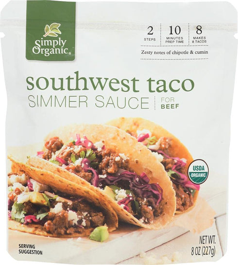 Simply Organic Southwest Taco Simmer Sauce, Certified Organic | 8 oz...