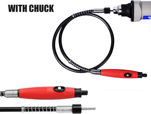 Flex Shaft Adapter Attachment, Flexible Drill Extension Cable Chuck Compatible for Dremel Rotary Grinder Woodworking Tools (Red)...