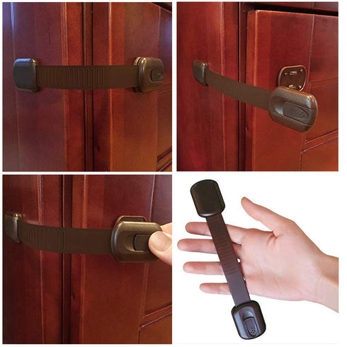 Viaky 8 Pack Brown Cabinet Locks Baby Proofing Child Safety Cabinet Locks Adjustable Straps Baby Proof Latches for Drawers Oven Refrigerator Toile...
