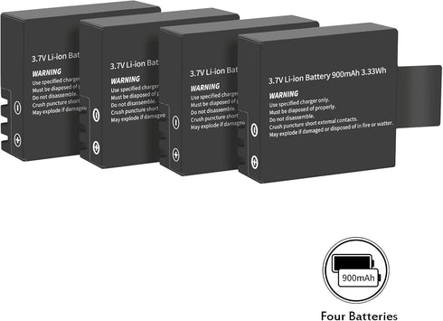 D&F Dual Battery Charger with 4 Pack Replacement Battery 3.7V 900mAh Li-ion Compatible with SJCAM SJ4000 SJ5000 SJ6000 M10 Action Camera...