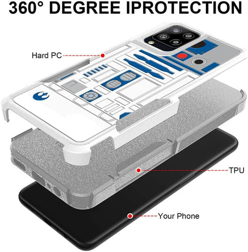for Samsung Galaxy A42 5G, R2D2 Astromech Droid Robot Pattern Shock-Absorption Hard PC and Inner Silicone Hybrid Dual Layer Armor Defender Case fo...