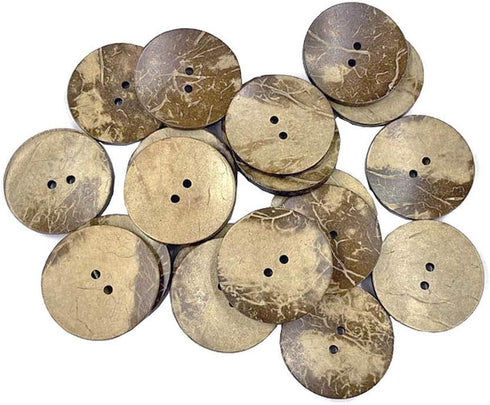 AMORNPHAN 20 PCS 1.5 Inch 40mm Brown Thick Natural Wooden Large Coconut Shell Buttons 2 Holes for Crafts DIY Clothing Sewing (40mm 20pcs)...