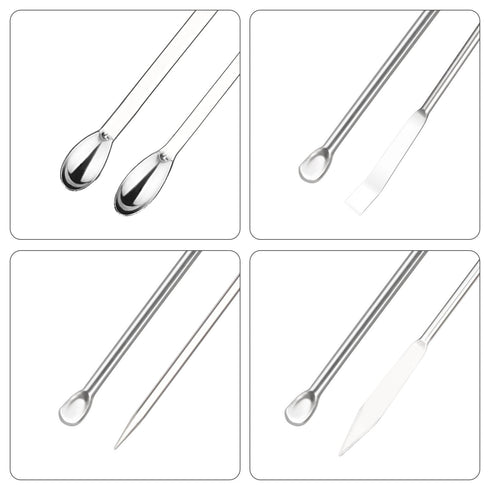4 Pcs Lab Micro Spoon and Spatula Set, Stainless Steel Double-Ended Lab Spatulas Sampling Spoons Micro Scoopulas Weighting Set...