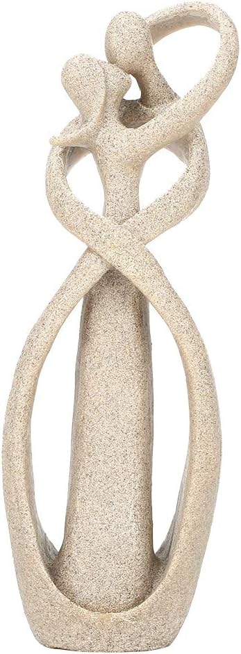 Eujgoov Sandstone Resin Lover Figurine Handmade Sandstone Abstract Art Kiss Couple Statue Sandstone Crafts Valentine's Gift Home Wedding Decor...