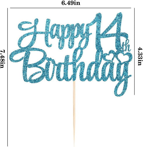 Blue flash 14th birthday cake topper ? happy 14th birthday cake topper?14th birthday party cake decorations...