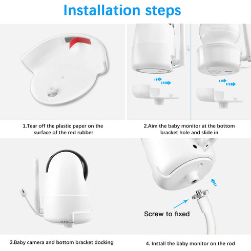 Baby Monitor Mount Flexible Clip Mount for iFamily 650/651,Kidsneed SM935C/SM935A,HUBOOK SM652,BUASLK SM660 and Other Baby Monitor with 1/4 Thread...