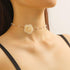 Bohemian Lace Flower Choker Necklace Short Delicate Pearl Rose Pendant Necklace Dainty Floral Collar Vintage Summer Beaded Chain Flower Pendant Br...