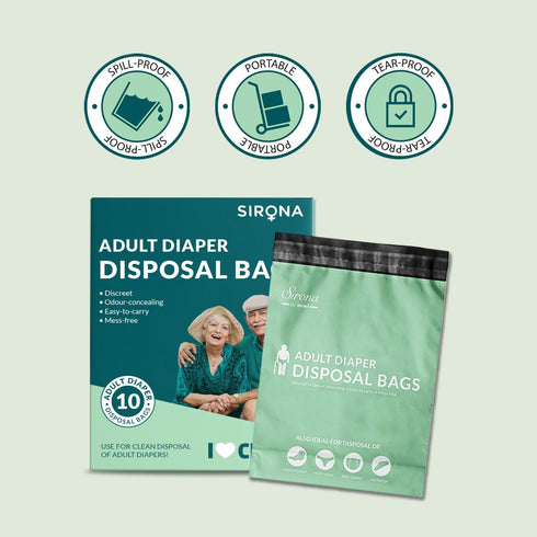 Sirona Disposable Bags for Adult Diapers | Discreet, Locks In Odors, Leak-Proof Adhesive, Environmentally Friendly & Biodegradable | Travel-Friend...