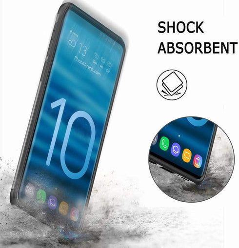 Galaxy S10E Case, Ultra-Thin Shockproof Hard Back Silicone Dual Layer Protective Credit Card Holder ID Cards Slot Scratchproof Cover Case Compatib...