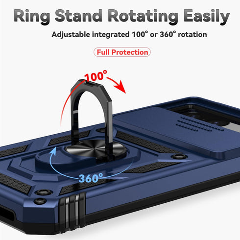 for Google Pixel 8A Case with Camera Lens Cover HD Screen Protector, Dual Layer Military-Grade Drop Tested Magnetic Ring Holder Kickstand Protecti...