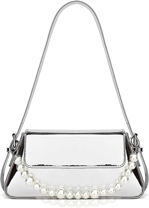 Evening Y2k Silver Hobo Purse Women Sparkly Silver Purse Satchel Metallic Tote Handbag Clutch Shoulder Bag 2024...