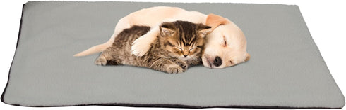 PETMAKER Self-Heating Pet Bed - Thermal Dog Mat with Soft Sherpa Top for Dogs, Cats, and Small Pets - Washable Crate Pad for Floor or Kennel (Gray...