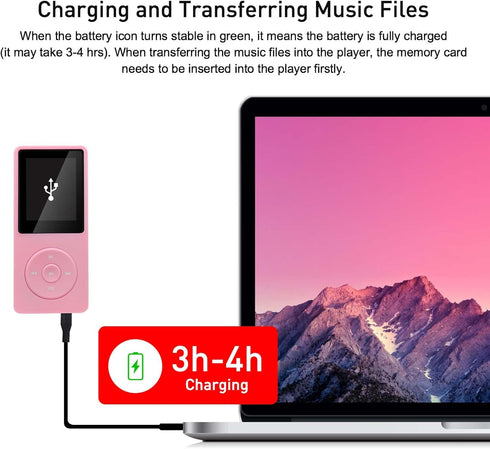 MP3 Player 32GB with Speaker Earphones Portable Music Player for Kids Support FM Radio Voice Recorder E-Book Support up to 128GB Pink......