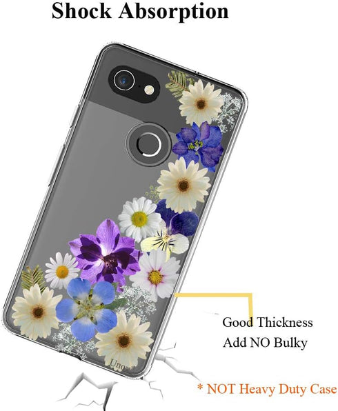 Unov Pixel 3 Case Clear with Design Soft TPU Shock Absorption Slim Embossed Floral Pattern Protective Back Cover for Pixel 3 5.5 inch (Flower Blos...