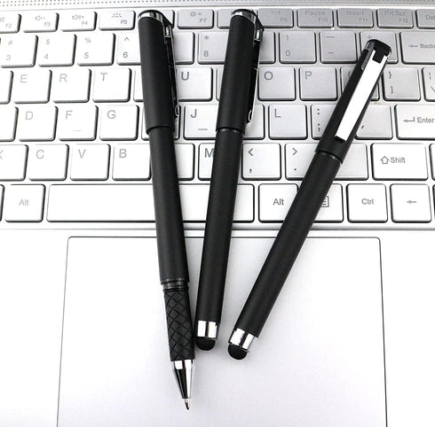 Black Gel Ink Rollerball Pens 1.0mm Gel Pens 2-in-1 stylus Pens 1.0mm Medium Point Pen for Office, Black gel ink(18 Pack-Black)...