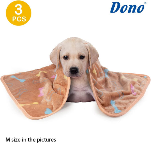 Dono 1 Pack 3 Dog Blankets for Small Dogs, Soft Fluffy Paw Print Pattern Fleece Pet Doggie Blanket Warm Sleep Mat, Puppy Kitten Blanket Doggy Mat ...