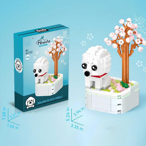 Dog Building Decoration Set Flower Bouquet Blocks- Mini Blocks Arts and Crafts for Kids Ages 6-12+, Home Decor Gifts for Him and Her, Adults(217 P...