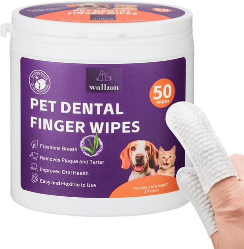 Teeth Cleaning Finger Wipes for Dogs & Cats, Soft Pet Dental Finger Wipes for Dogs, Disposable Cat Tooth Cleaning Wipes, Gentle Brushing Dog Teeth...