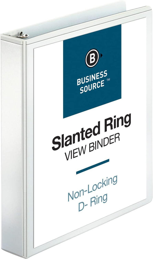 Business Source 28441 D-Ring Binder, w/ Pockets, 1-1/2-Inch Capacity, White...