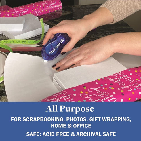 Double Sided Adhesive Tape for Crafts. Permanent Double Sided Tape Runner 3Pack. Tape Roller is .3”x866” (extralong). Scrapbooking, Giftwrapping, ...