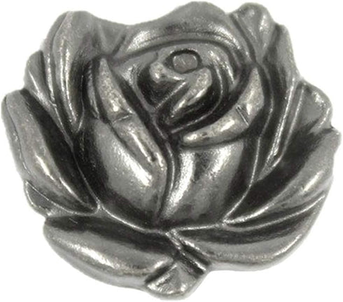 Bezelry 12 Pieces Rose in Full Bloom Metal Shank Buttons. 20mm (3/4 inch) (Gray Silver)...