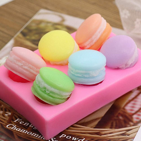 6-Cavity 3D Macaron Hamburger Silicone Mold for Fondant, Cake/Cupcake Decorating, Baking, Gum Paste, Chocolate, Candy, Polymer clay, Mini Soap, Ba...