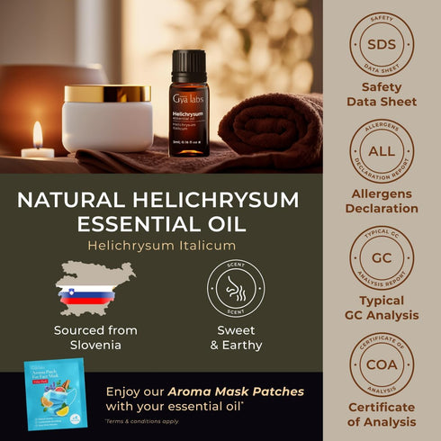 Gya Labs Helichrysum Oil for Skin - Natural Helichrysum Essential for Massages, DIY, Self-Care, Aromatherapy, Candle Making - Sweet, Earthy Scent ...