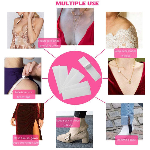 MIILYE Double Sided Tape for Body, Fashion Breast Tape for Skin to Fabric Clothes Clothing,Dress Tape to Keep Dress Bra in Place, Clear, 60 Counts...