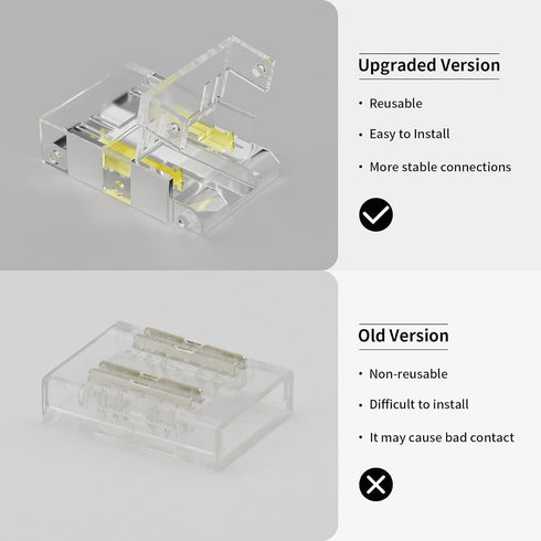 PAUTIX 10mm Connectors for CCT COB LED Strip Light 3 Pin Solderless Terminal Extension Connection Kit,4pcs Dual End Extension Connectors,2pcs Stri...