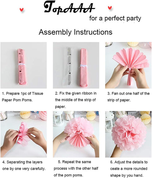 TopAAA 12pcs Tissue Paper Flower Poms DIY Wedding Birthday Graduation Party Decorations of 10 inches (Gold)...