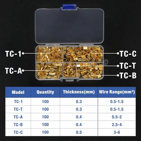 500pcs U Shape Copper Crimp Terminal Connectors Kit, Non-Insulated Cable Wire Spade Electric Butt Connector Assortment Kit (WKS-500U)...
