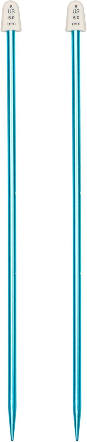 Susan Bates 10-Inch Silvalume Single Point Knitting Needle, 5mm, Turquoise...
