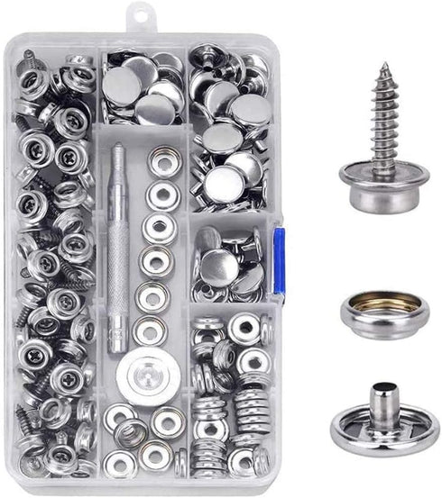 CENOZ 150 PCS Canvas Snap Kit Tool, Metal Screws Snaps Marine Grade 3/8" Socket Stainless Steel Boat Canvas Snaps with 2 PCS Setting Tool for Boat...